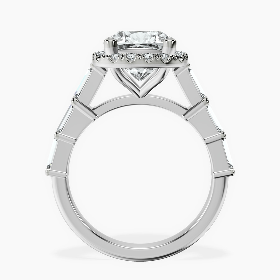 14kt White Gold Rachel Halo Side Stone Lab Diamond Ring side right image one