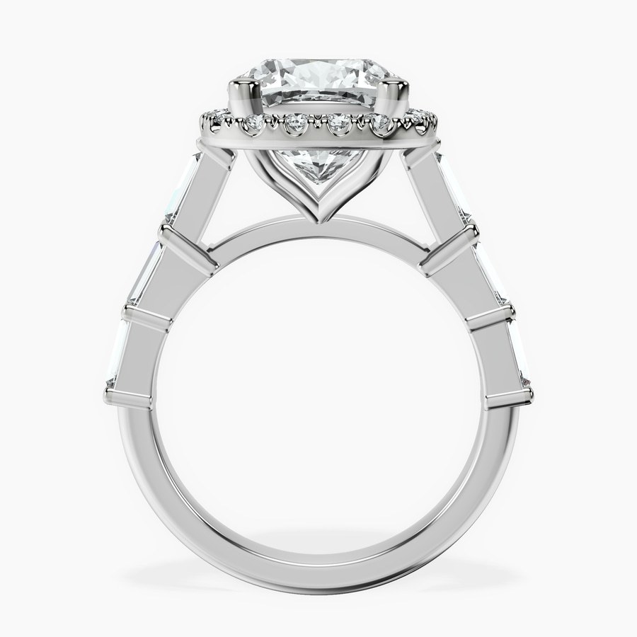 Platinum Rachel Halo Side Stone Lab Diamond Ring side right image one