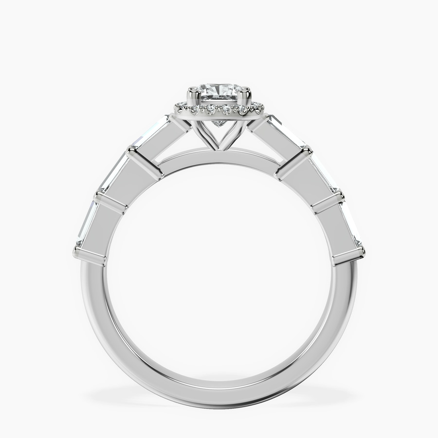 10kt White Gold Rachel Halo Side Stone Lab Diamond Ring side right image one