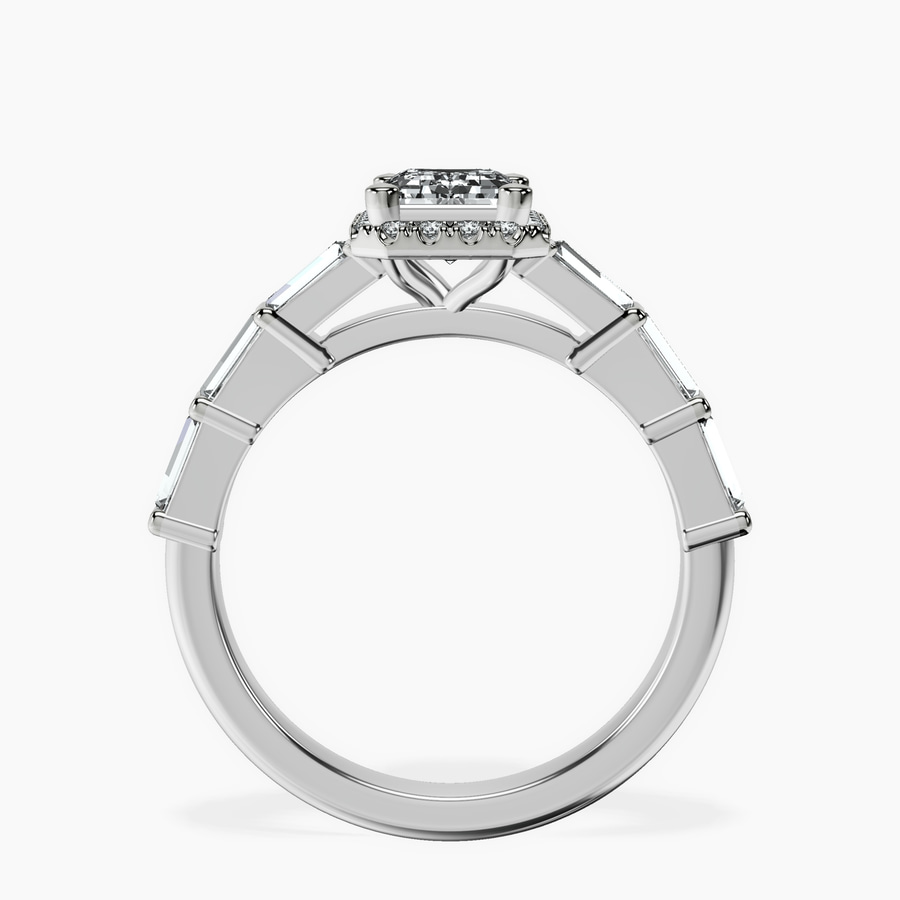 10kt White Gold Rachel Halo Side Stone Lab Diamond Ring side right image one