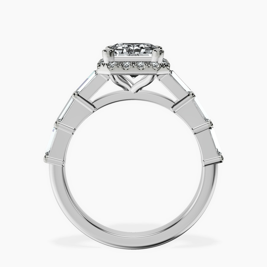 Platinum Rachel Halo Side Stone Lab Diamond Ring side right image one