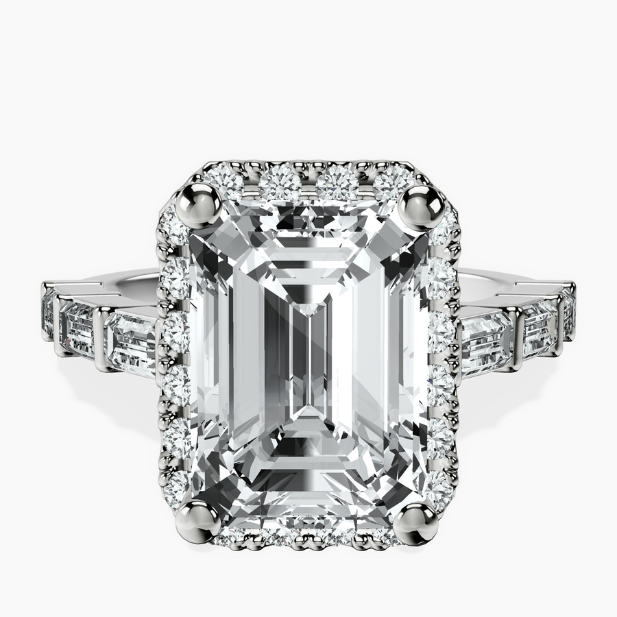 Platinum Rachel Halo Side Stone Lab Diamond Ring front image