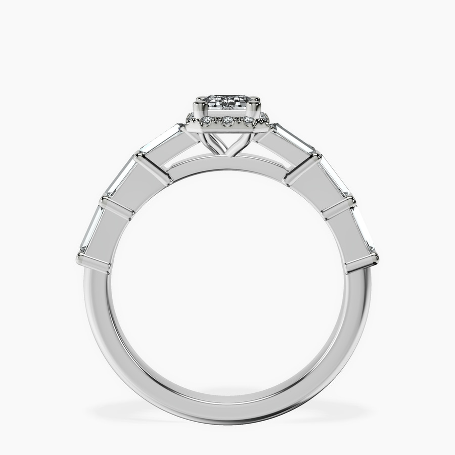 Platinum Rachel Halo Side Stone Lab Diamond Ring side right image one