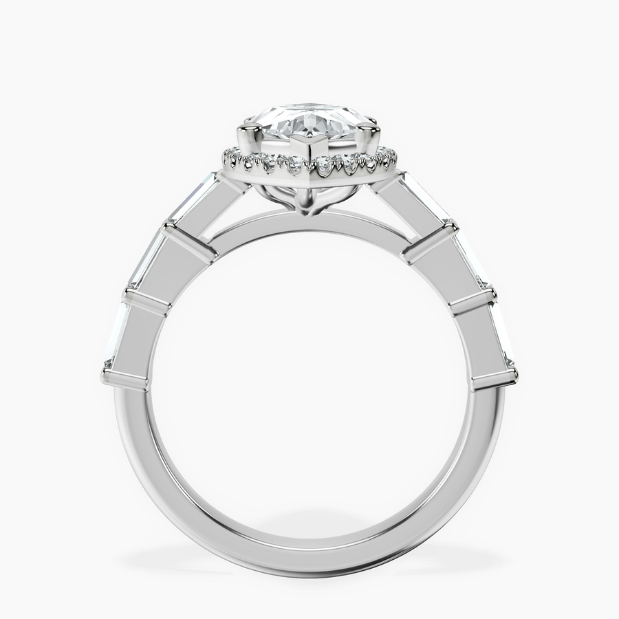10kt White Gold Rachel Halo Side Stone Lab Diamond Ring side right image one