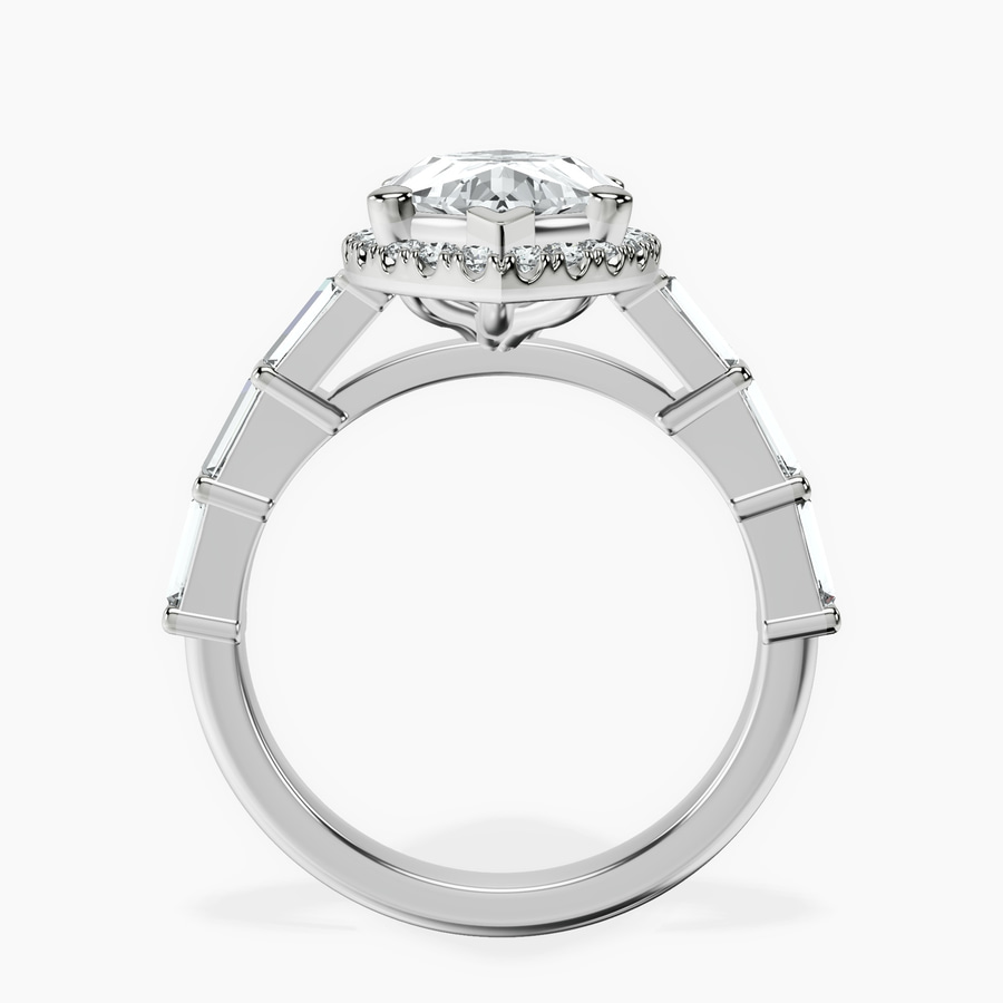 14kt White Gold Rachel Halo Side Stone Lab Diamond Ring side right image one