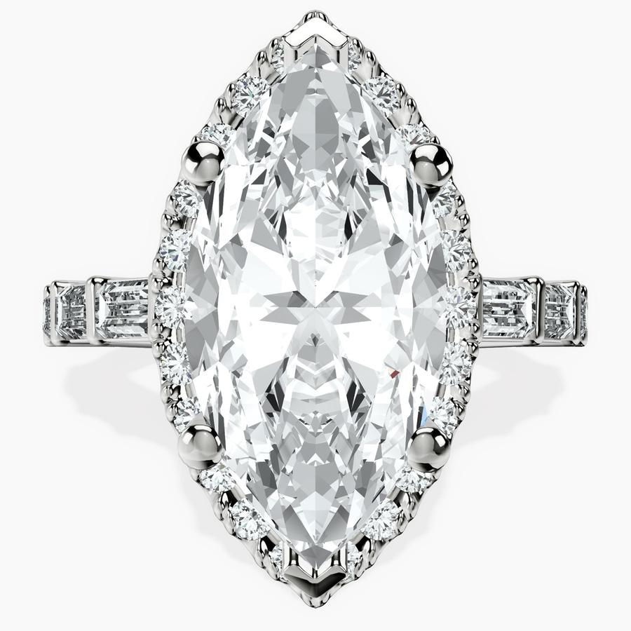 Platinum Rachel Halo Side Stone Lab Diamond Ring front image
