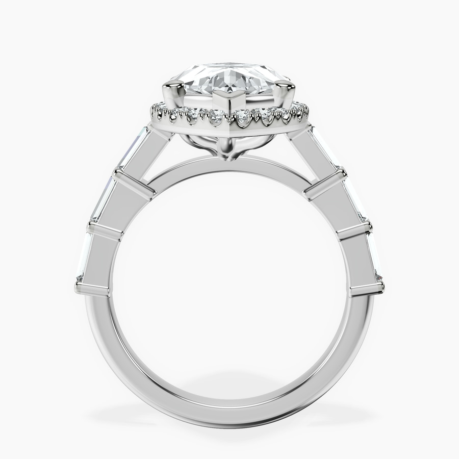 Platinum Rachel Halo Side Stone Lab Diamond Ring side right image one