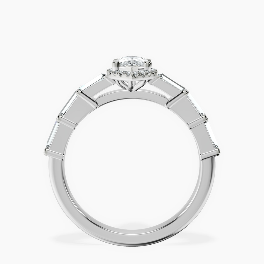 Platinum Rachel Halo Side Stone Lab Diamond Ring side right image one