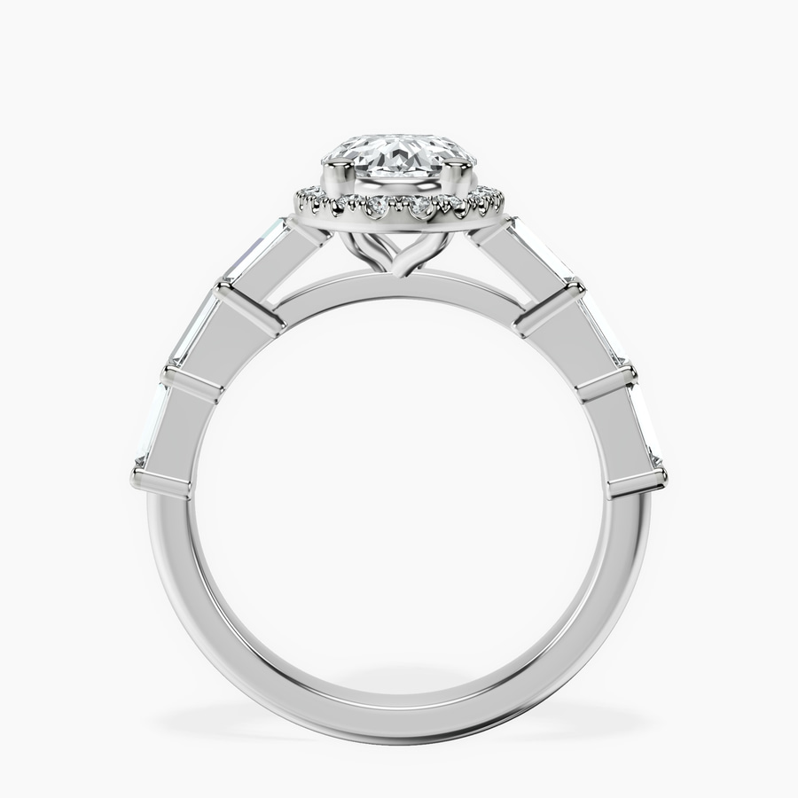 Platinum Rachel Halo Side Stone Lab Diamond Ring side right image one