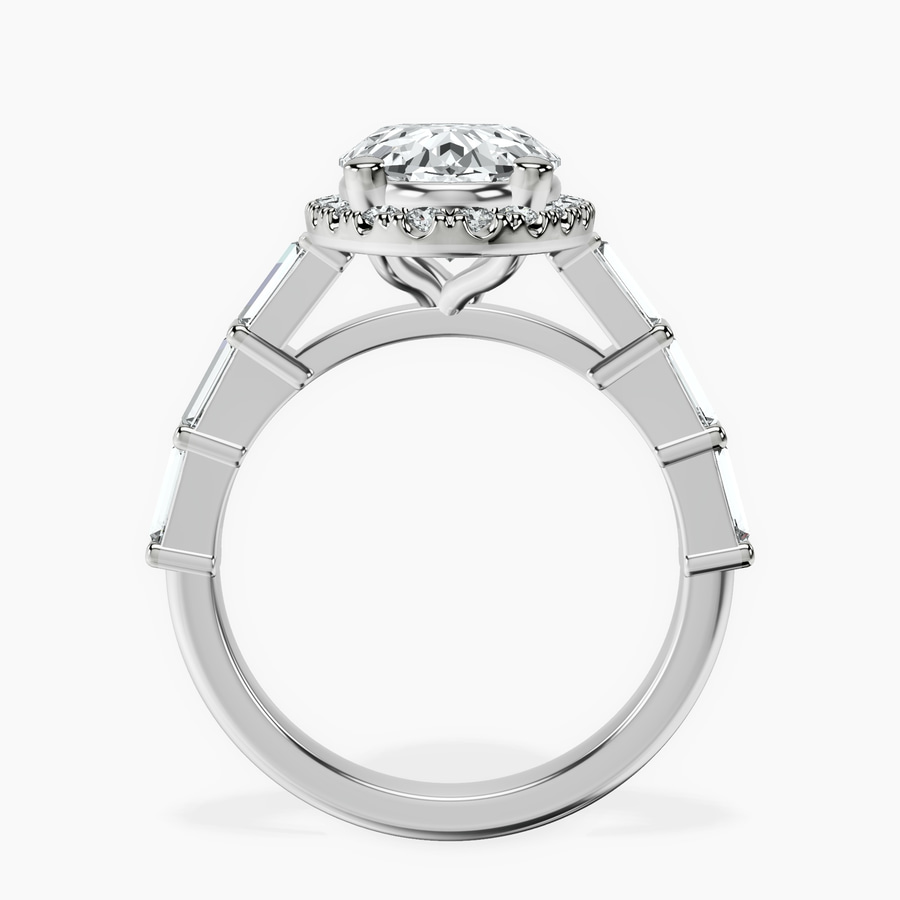 Platinum Rachel Halo Side Stone Lab Diamond Ring side right image one