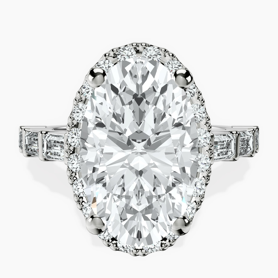 Platinum Rachel Halo Side Stone Lab Diamond Ring front image