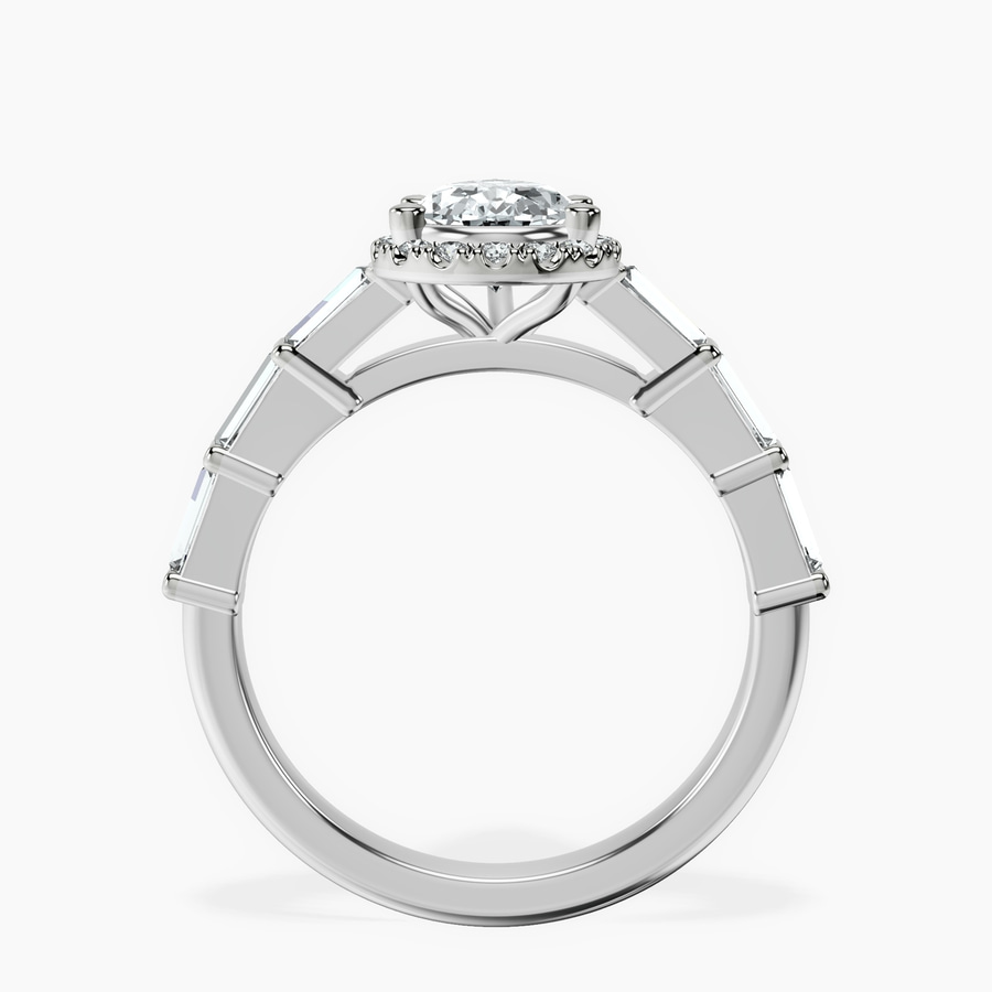 Platinum Rachel Halo Side Stone Lab Diamond Ring side right image one