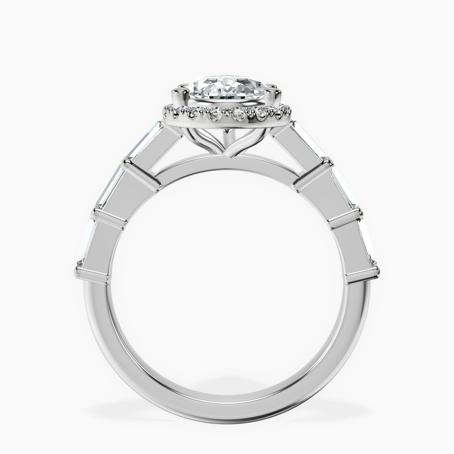 Platinum Rachel Halo Side Stone Lab Diamond Ring side right image one