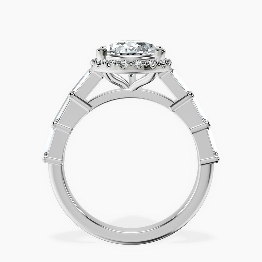14kt White Gold Rachel Halo Side Stone Lab Diamond Ring side right image one