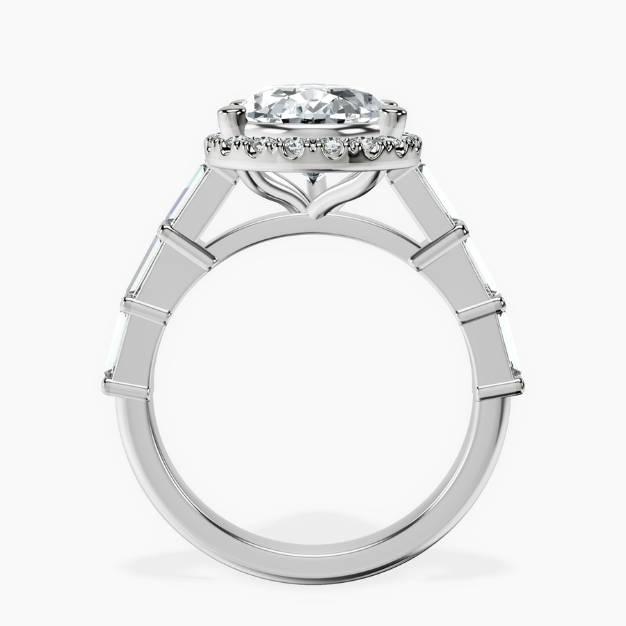 Platinum Rachel Halo Side Stone Lab Diamond Ring side right image one