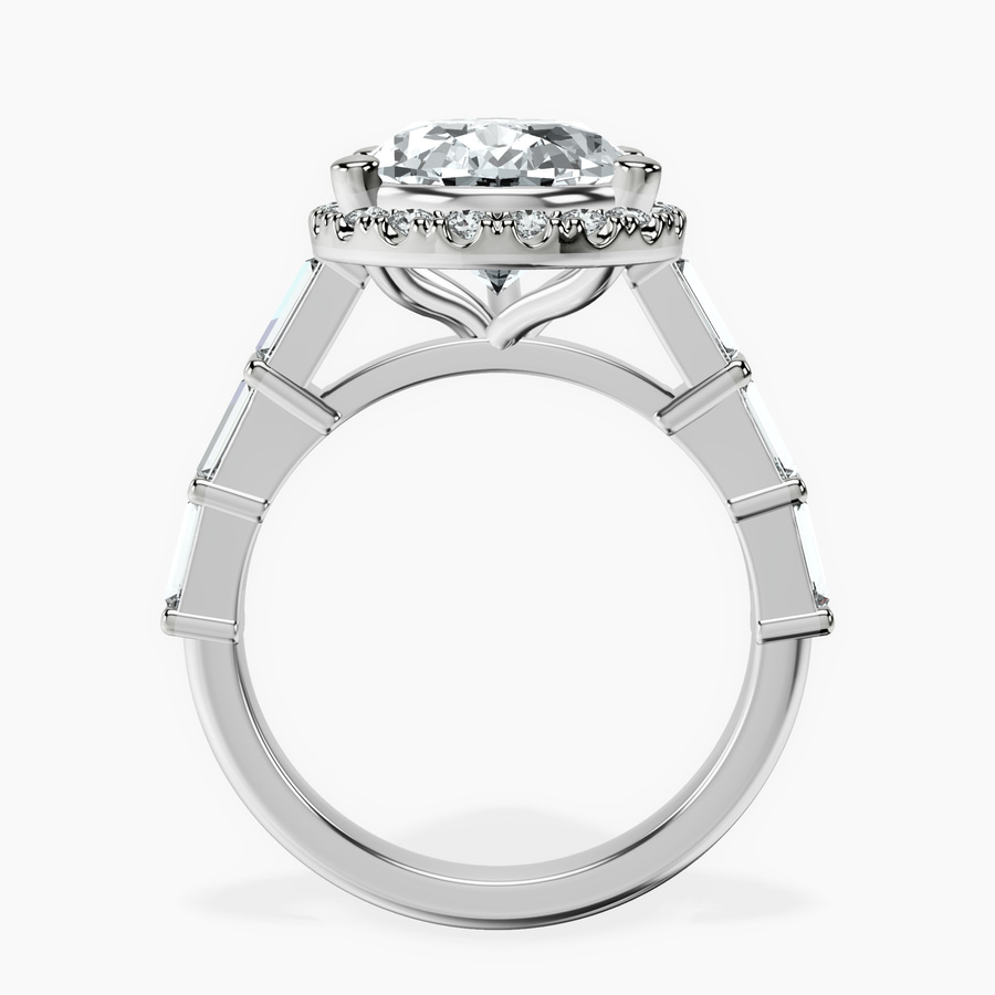 10kt White Gold Rachel Halo Side Stone Lab Diamond Ring side right image one