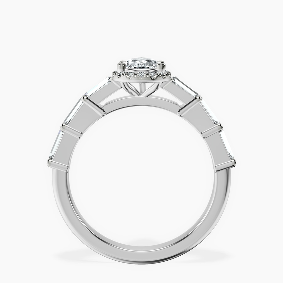 10kt White Gold Rachel Halo Side Stone Lab Diamond Ring side right image one
