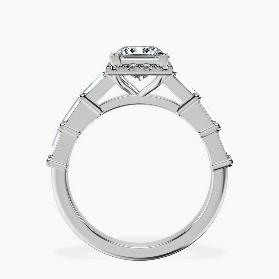 Platinum Rachel Halo Side Stone Lab Diamond Ring side right image one