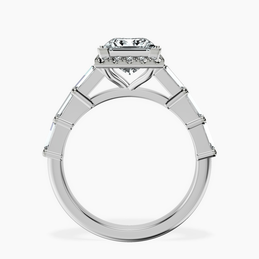 Platinum Rachel Halo Side Stone Lab Diamond Ring side right image one