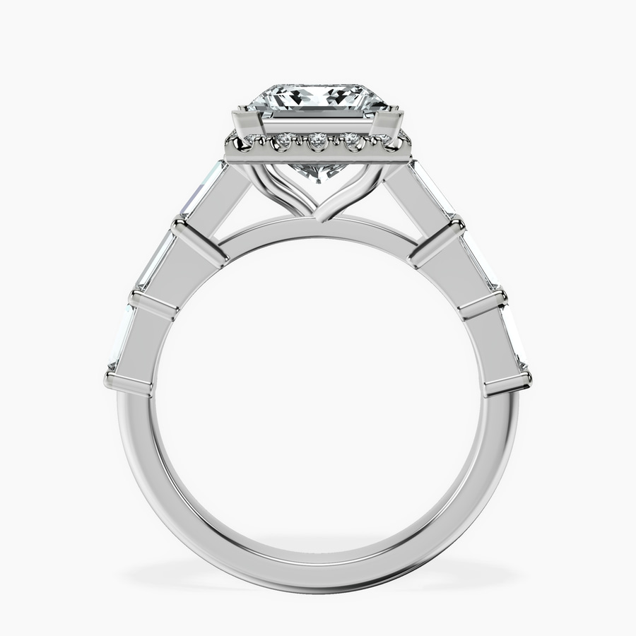 14kt White Gold Rachel Halo Side Stone Lab Diamond Ring side right image one