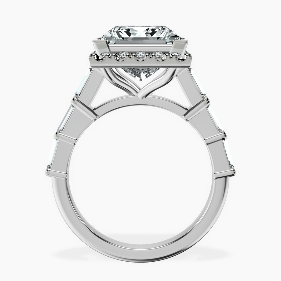 10kt White Gold Rachel Halo Side Stone Lab Diamond Ring side right image one