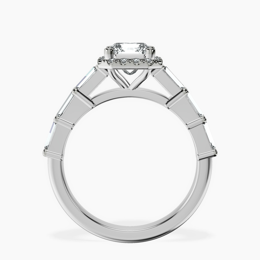 Platinum Rachel Halo Side Stone Lab Diamond Ring side right image one