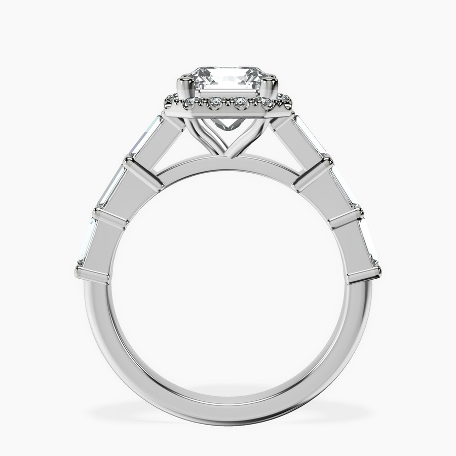 Platinum Rachel Halo Side Stone Lab Diamond Ring side right image one