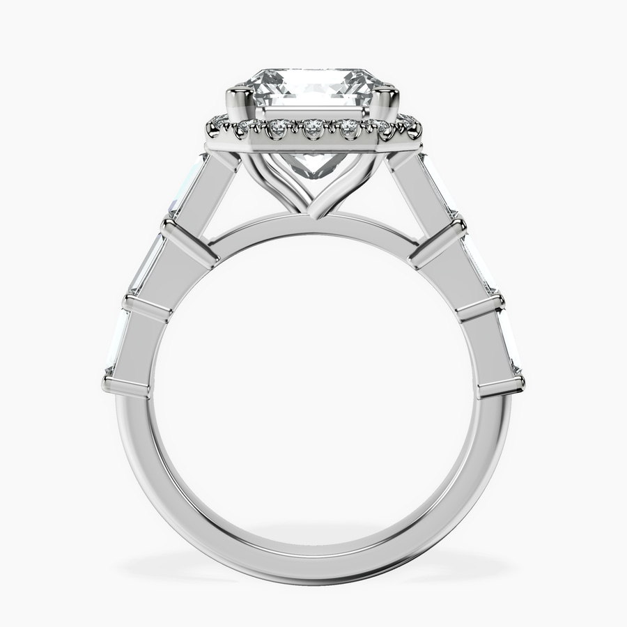18kt White Gold Rachel Halo Side Stone Lab Diamond Ring side right image one