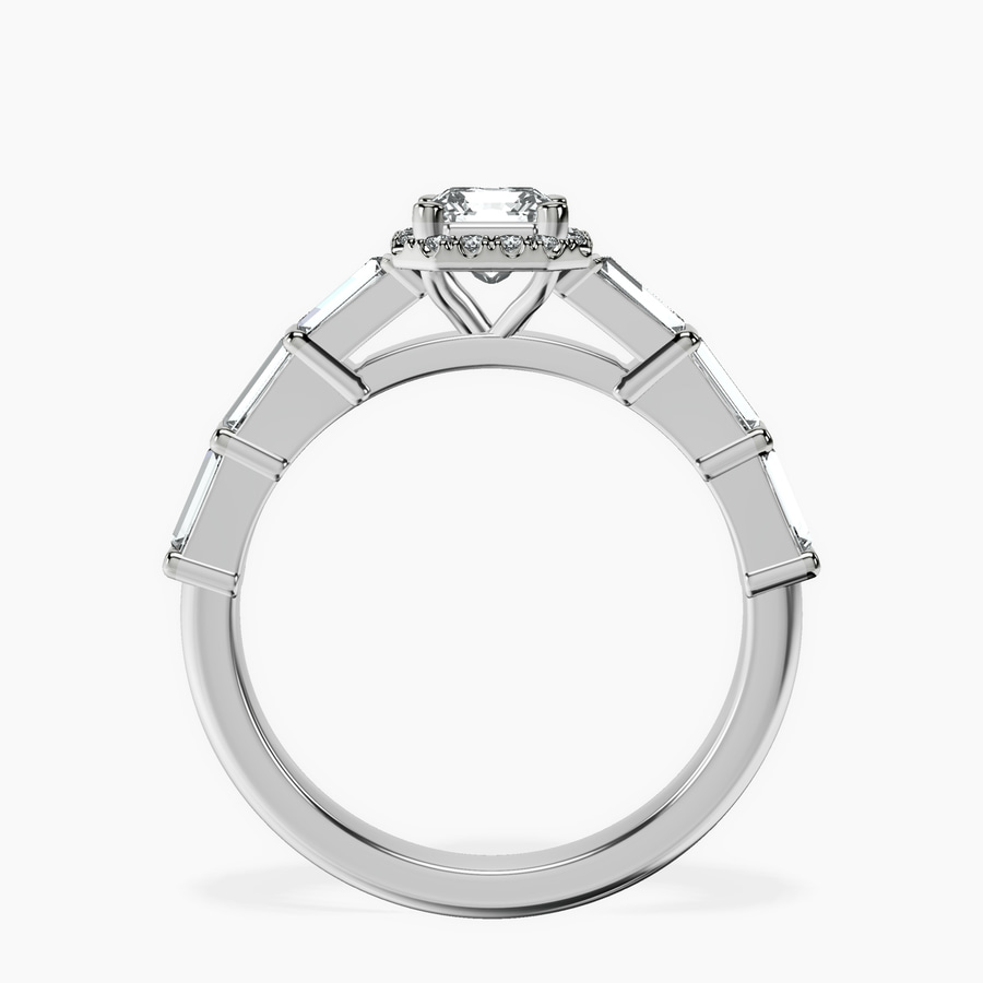 Platinum Rachel Halo Side Stone Lab Diamond Ring side right image one