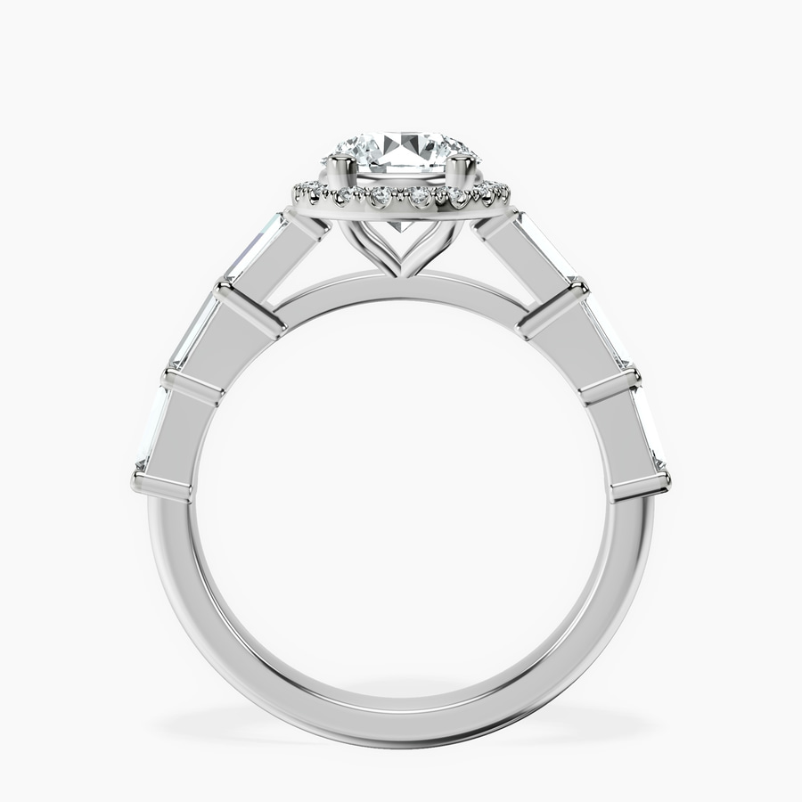 Platinum Rachel Halo Side Stone Lab Diamond Ring side right image one