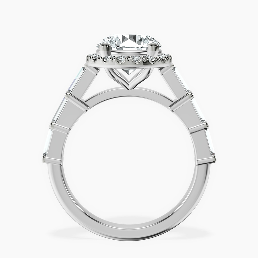 Platinum Rachel Halo Side Stone Lab Diamond Ring side right image one