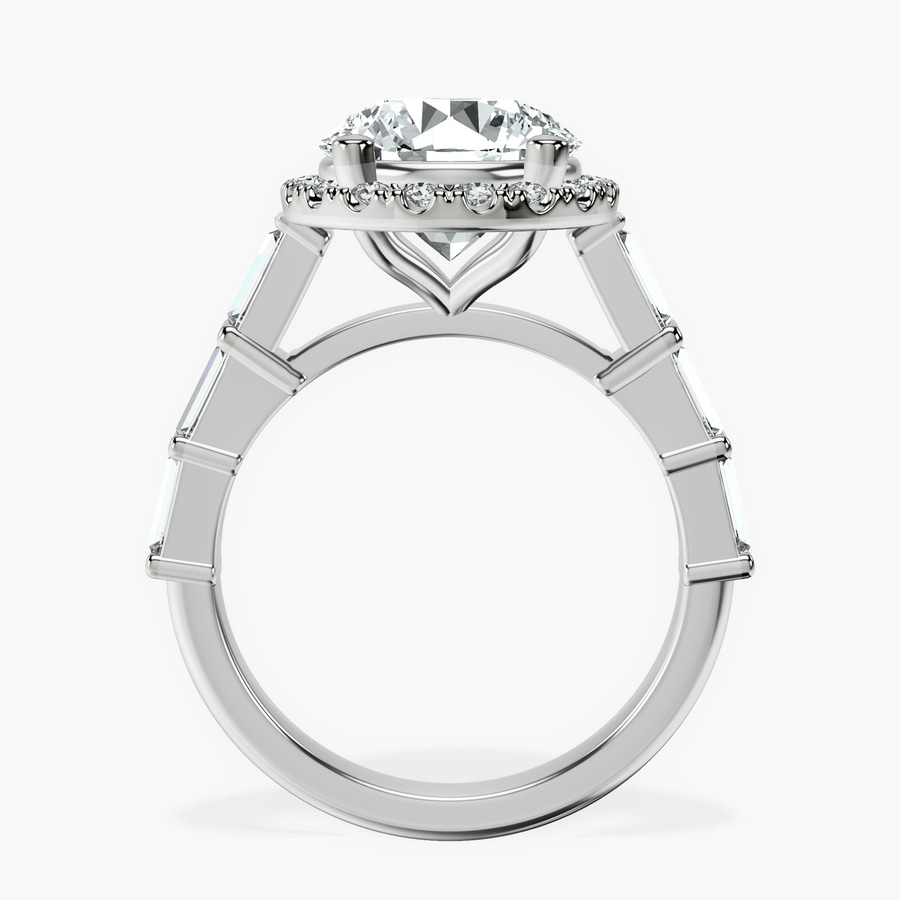 Platinum Rachel Halo Side Stone Lab Diamond Ring side right image one