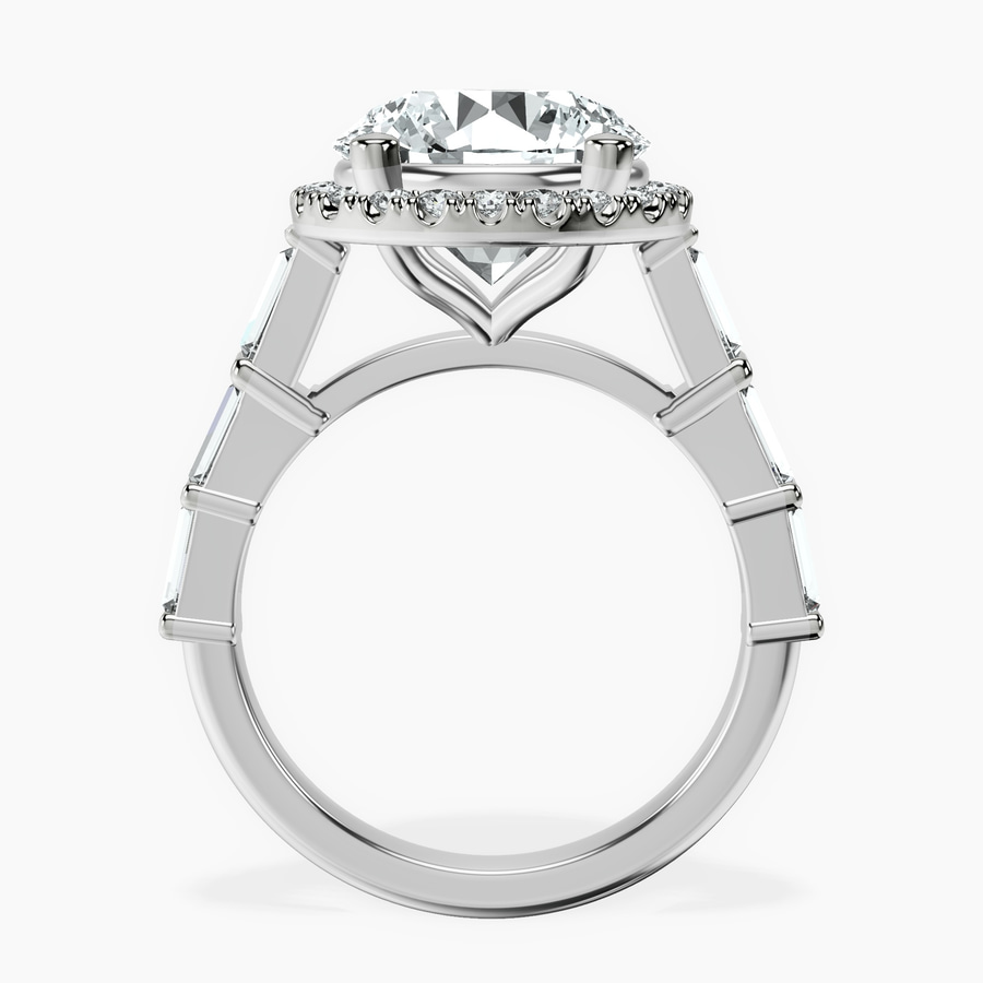 Platinum Rachel Halo Side Stone Lab Diamond Ring side right image one