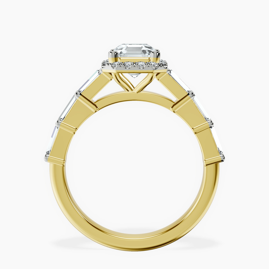 14kt Yellow Gold Rachel Halo Side Stone Lab Diamond Ring side right image one