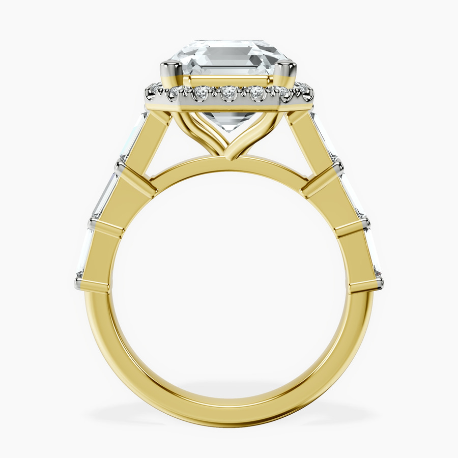 14kt Yellow Gold Rachel Halo Side Stone Lab Diamond Ring side right image one