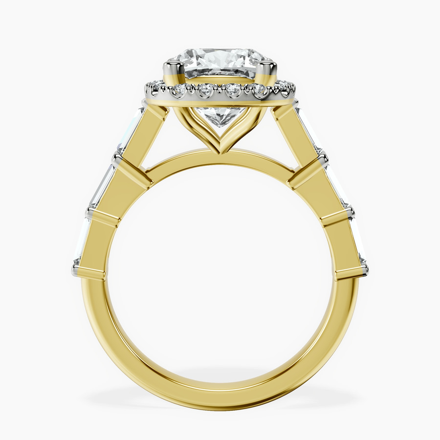 18kt Yellow Gold Rachel Halo Side Stone Lab Diamond Ring side right image one