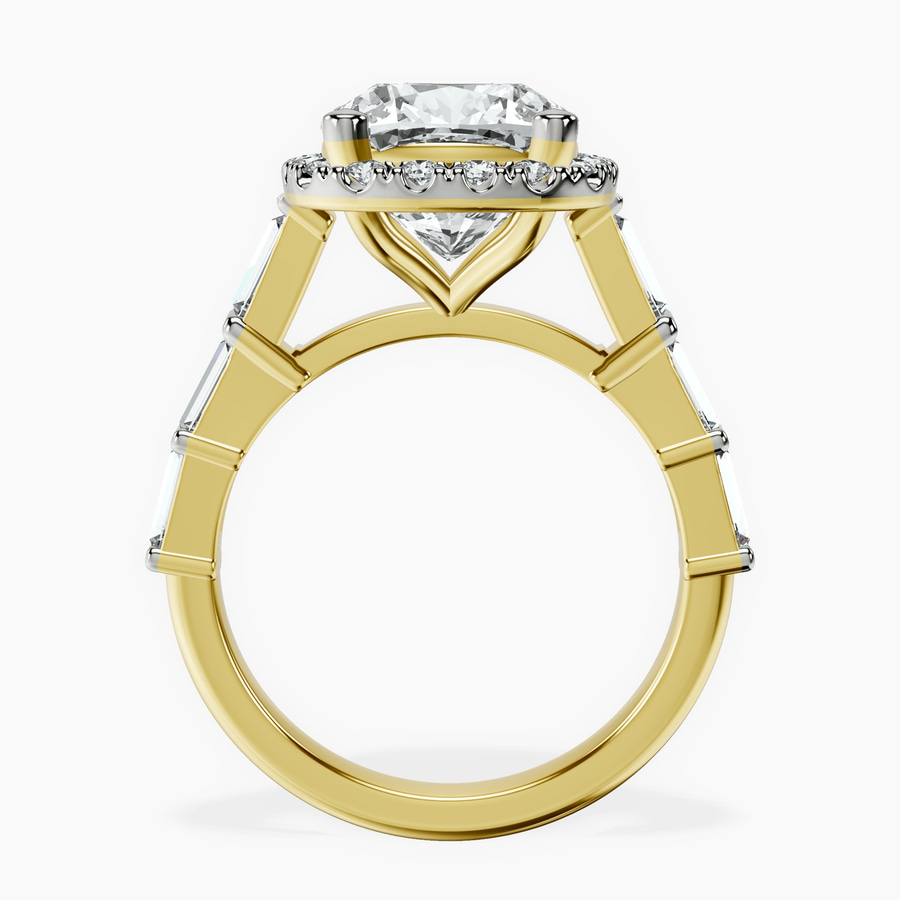 18kt Yellow Gold Rachel Halo Side Stone Lab Diamond Ring side right image one