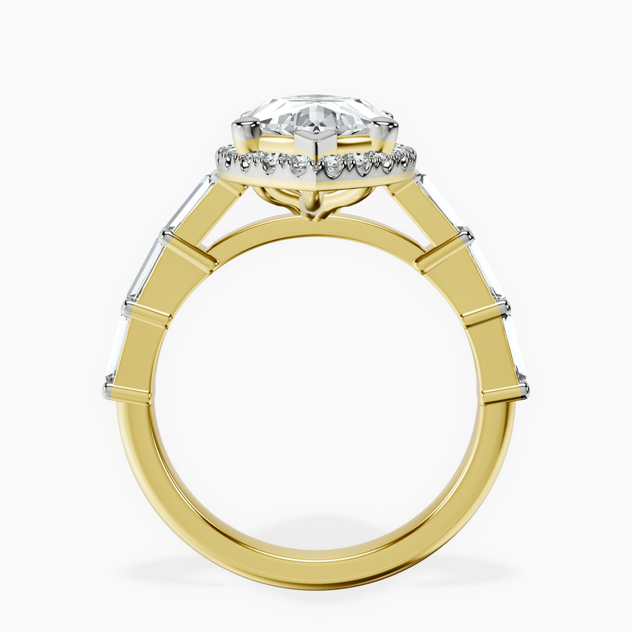 14kt Yellow Gold Rachel Halo Side Stone Lab Diamond Ring side right image one