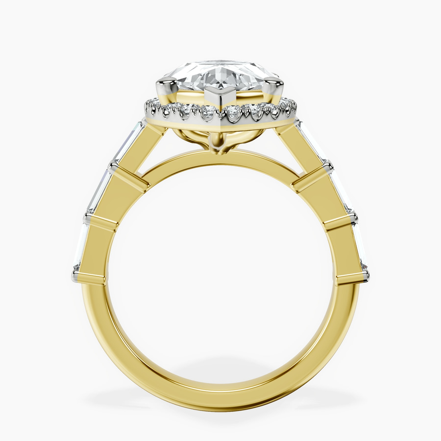 18kt Yellow Gold Rachel Halo Side Stone Lab Diamond Ring side right image one