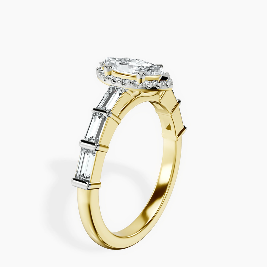 14kt Yellow Gold Rachel Halo Side Stone Lab Diamond Ring standing product image one