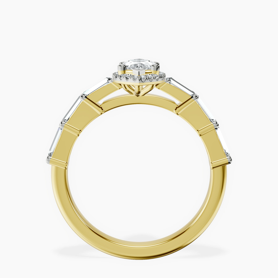 14kt Yellow Gold Rachel Halo Side Stone Lab Diamond Ring side right image one
