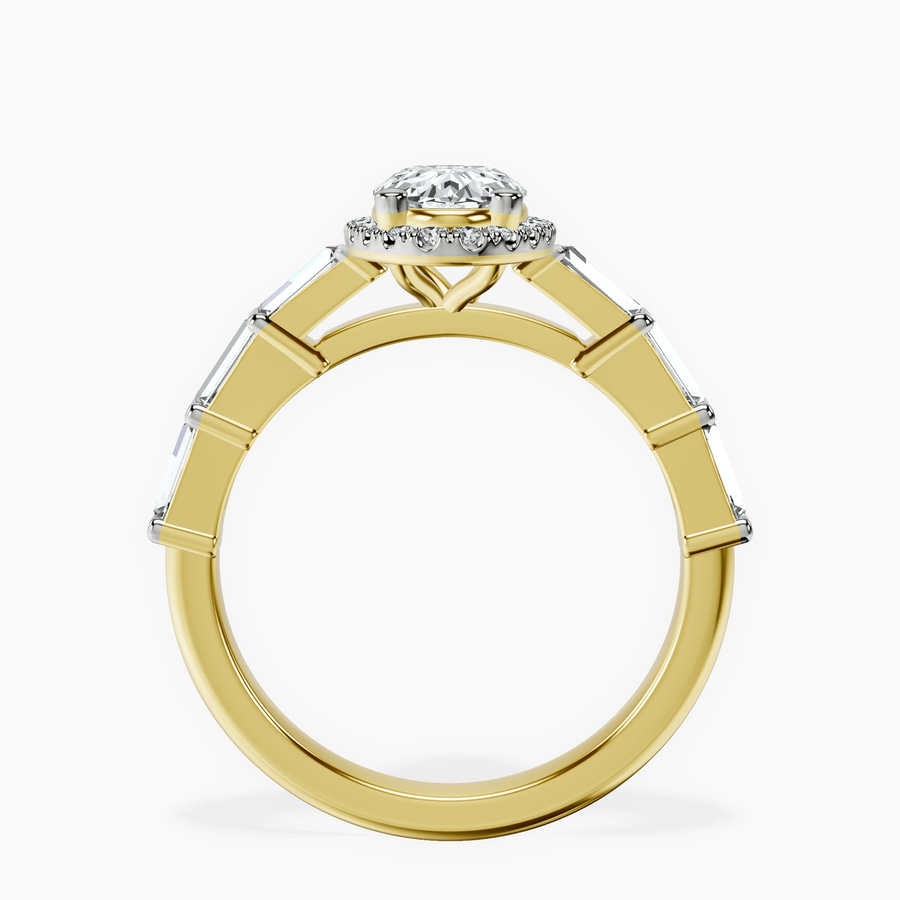 18kt Yellow Gold Rachel Halo Side Stone Lab Diamond Ring side right image one
