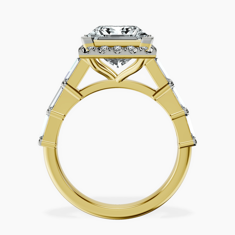 18kt Yellow Gold Rachel Halo Side Stone Lab Diamond Ring side right image one