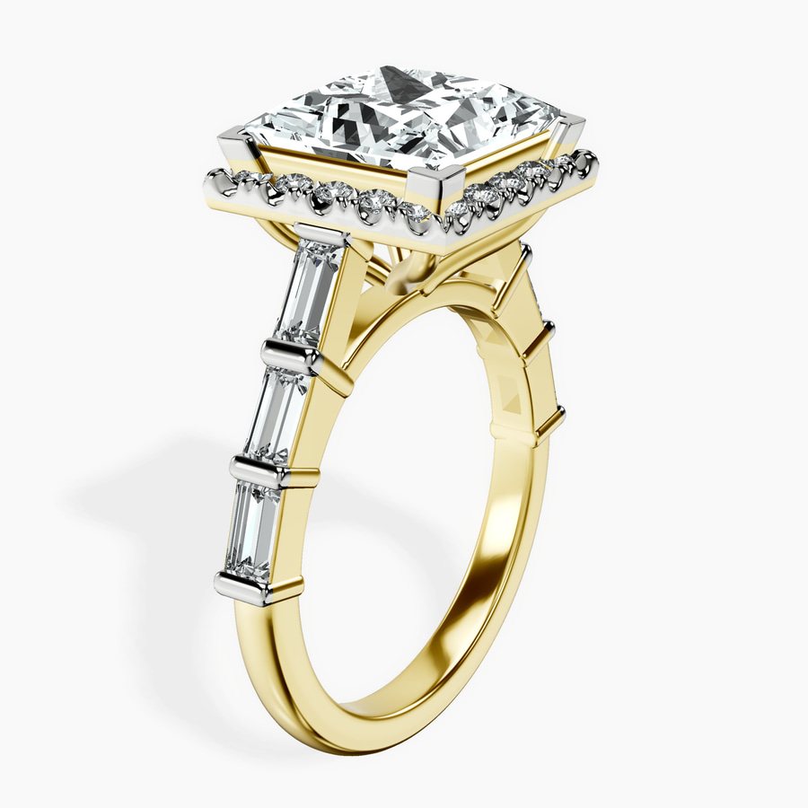 14kt Yellow Gold Rachel Halo Side Stone Lab Diamond Ring standing product image one