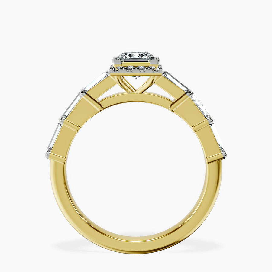 14kt Yellow Gold Rachel Halo Side Stone Lab Diamond Ring side right image one