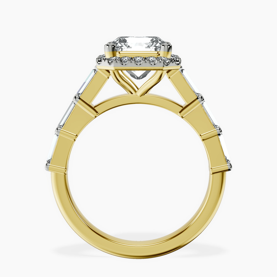 14kt Yellow Gold Rachel Halo Side Stone Lab Diamond Ring side right image one