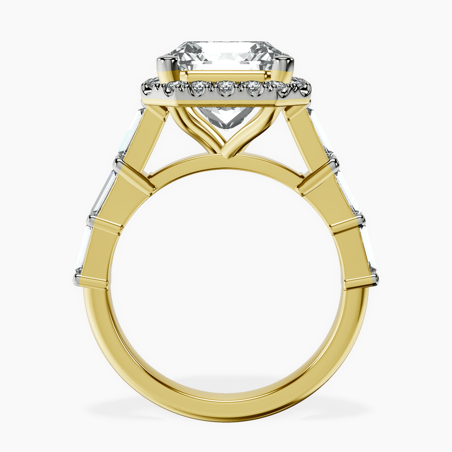 18kt Yellow Gold Rachel Halo Side Stone Lab Diamond Ring side right image one