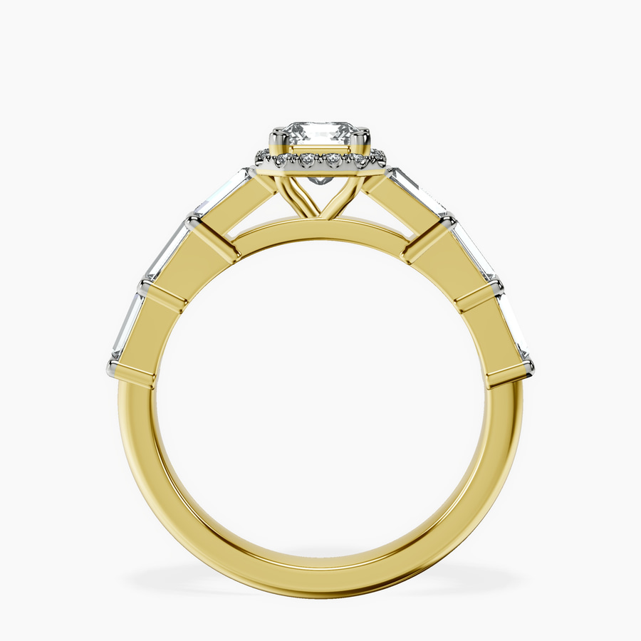14kt Yellow Gold Rachel Halo Side Stone Lab Diamond Ring side right image one