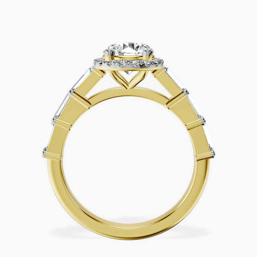 10kt Yellow Gold Rachel Halo Side Stone Lab Diamond Ring side right image one
