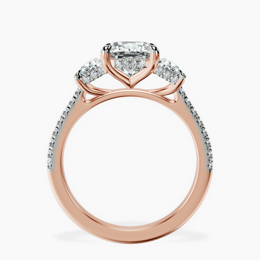 14ct Rose Gold Lavinia Three Stone Trapezoid Lab Diamond Ring side right image one